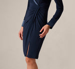 Long Sleeve Tuxedo Stretch Midi Dress In Midnight 3