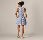 Floral Smocked Waist Short Dress In Ivory Blue Multi 6
