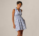 Floral Smocked Waist Short Dress In Ivory Blue Multi 3