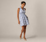 Floral Smocked Waist Short Dress In Ivory Blue Multi 8
