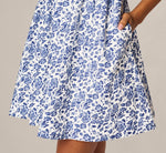 Floral Smocked Waist Short Dress In Ivory Blue Multi 5
