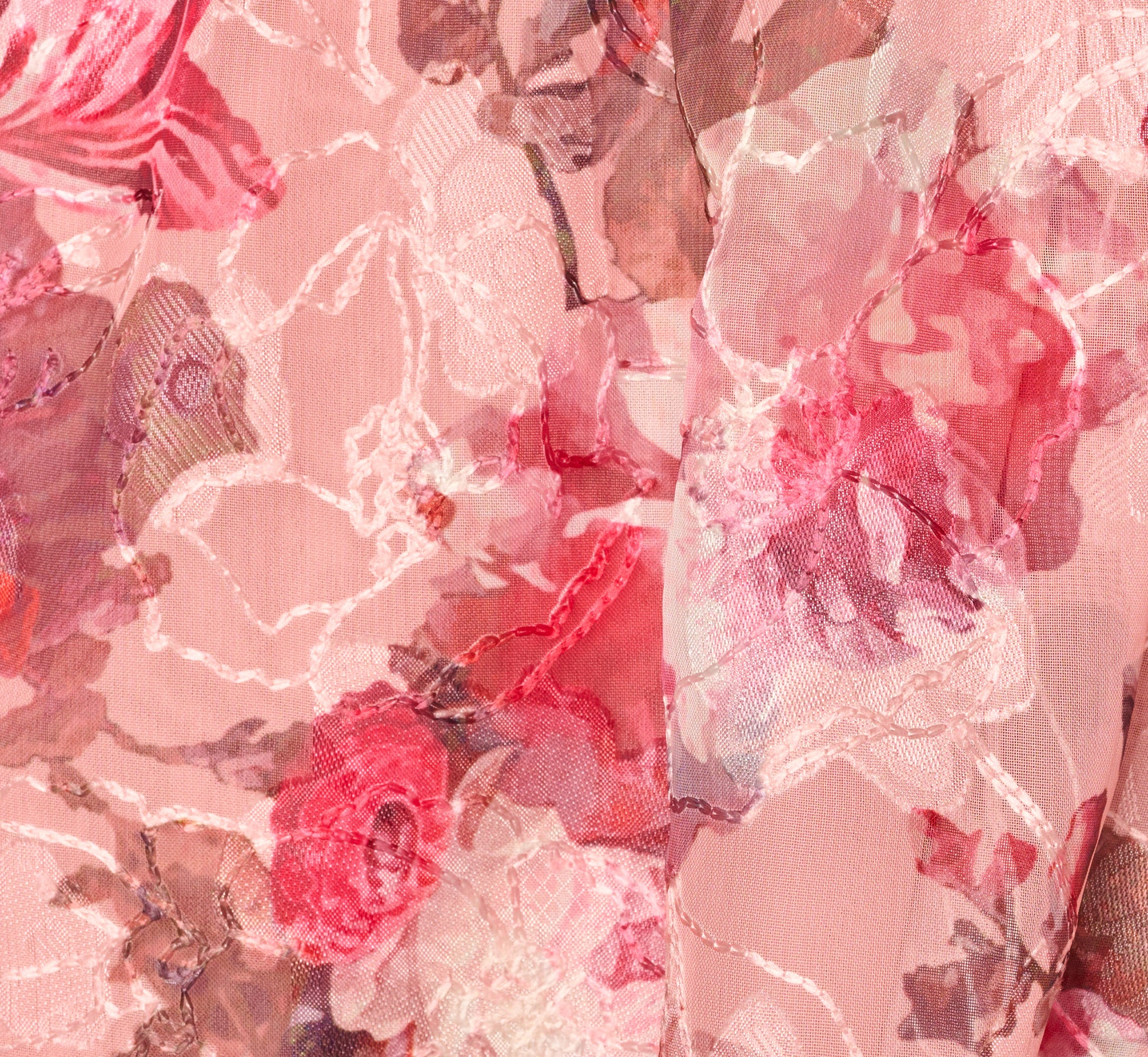 Blush Multi Flutter Sleeve Floral Print Embroidered Wrap Maxi Dress