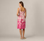 Square Neck Tulip Floral Border Jacquard Dress In Pink Multi 6