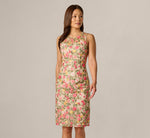 Floral Embroidered Illusion Sheath Dress In Coral Multi 2