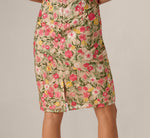 Floral Embroidered Illusion Sheath Dress In Coral Multi 4