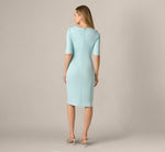 Short Split Sleeve Pearly Trim Sheath Dress In Clear Sky 5