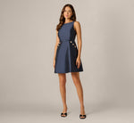 Mikado Rhinestone Pocket Short Dress In Midnight 7