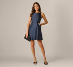 Mikado Rhinestone Pocket Short Dress In Midnight 1