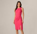 Asymmetrical Stretch Crepe Sheath Dress In Camellia 2