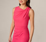 Asymmetrical Stretch Crepe Sheath Dress In Camellia 3