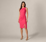Asymmetrical Stretch Crepe Sheath Dress In Camellia 7