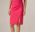 Asymmetrical Stretch Crepe Sheath Dress In Camellia 4
