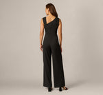 Buckle Shoulder Overlay Stretch Jumpsuit In Black 5