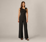 Buckle Shoulder Overlay Stretch Jumpsuit In Black 2