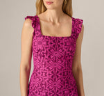 Floral Geometric Lace Midi Dress In Berry Multi 4
