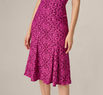 Floral Geometric Lace Midi Dress In Berry Multi 5