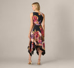 Floral Print Handkerchief Midi Dress In Black Multi 5