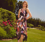 Floral Print Handkerchief Midi Dress In Black Multi 1