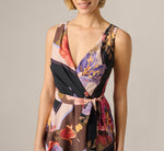 Floral Print Handkerchief Midi Dress In Black Multi 3