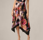 Floral Print Handkerchief Midi Dress In Black Multi 4