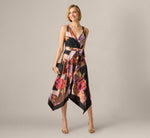 Floral Print Handkerchief Midi Dress In Black Multi 1