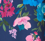 Petite Collared Floral Border Twill Midi Dress In Navy Multi 7