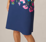 Collared Floral Border Twill Midi Dress In Navy Multi 4
