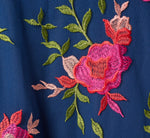 Floral Embroidered Short Trapeze Dress In Navy Pink Multi 6