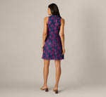 Floral Embroidered Tie Front Short Dress In Navy Pink Multi 5