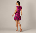 Floral Jacquard Short A Line Dress In Burgundy Pink 6