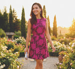 Floral Jacquard Short A Line Dress In Burgundy Pink 1