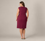 Plus Size Bow Accent Stretch Wrap Dress In Cabernet 5
