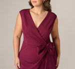 Plus Size Bow Accent Stretch Wrap Dress In Cabernet 3