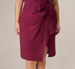 Plus Size Bow Accent Stretch Wrap Dress In Cabernet 4