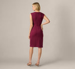 Bow Accent Stretch Wrap Dress In Cabernet 5