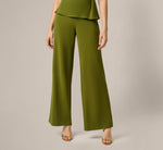 Notch Lapel Stretch Crepe Peplum Jumpsuit In Jungle Olive 5