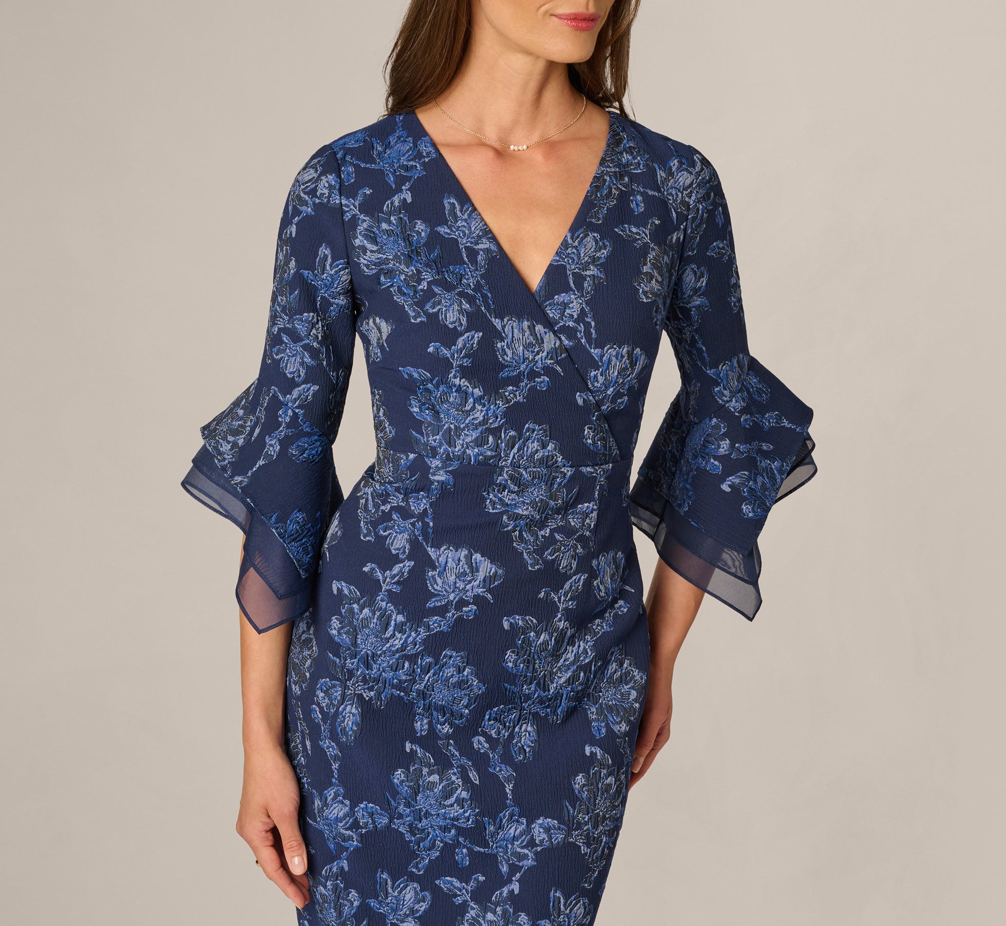 blue floral bell sleeve dress GUNNE SAX for ModCloth Michella Bell Sleeve Boho Maxi Dress main image 0