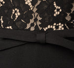 Cap Sleeve Bow Waist Lace Combo Jumpsuit In Black Nude 7