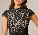 Cap Sleeve Bow Waist Lace Combo Jumpsuit In Black Nude 4