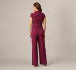 Cap Sleeve Bow Waist Lace Combo Jumpsuit In Cabernet 5