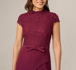 Cap Sleeve Bow Waist Lace Combo Jumpsuit In Cabernet 3