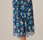Floral Crinkle Chiffon Halter Midi Dress In Navy Multi 3