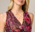 Floral Organza Ruffle Midi Dress In Burgundy Multi 3