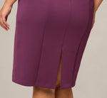 Plus Size Cape Sleeve 3D Floral Stretch Sheath Dress In Pinot Noir 4