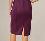 Cape Sleeve 3D Floral Stretch Sheath Dress In Pinot Noir 4