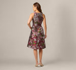 Rose Garden Metallic Jacquard Fit And Flare Dress In Burgundy Multi 5