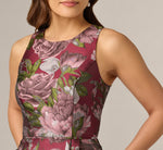 Rose Garden Metallic Jacquard Fit And Flare Dress In Burgundy Multi 3
