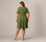 Plus Size Knit Crepe Bow Front Dress In Olive Cypress 5