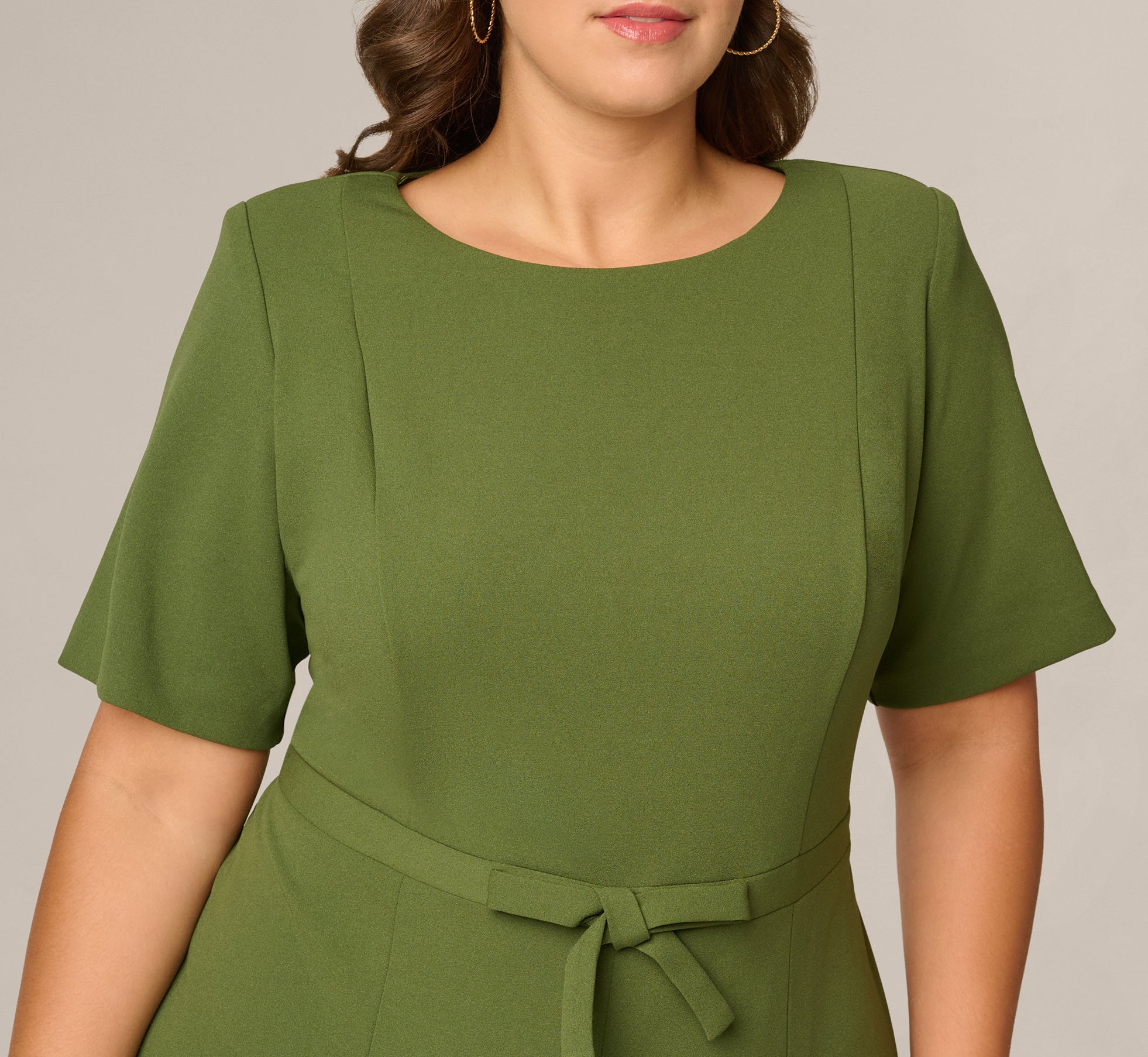 adrianna papell knit crepe bow sheath dress Adrianna Papell Blue Sheath Dress Light Blue Plus Size Knit Crepe Bow  Sheath Dress With Three