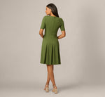 Knit Crepe Bow Front Dress In Olive Cypress 5